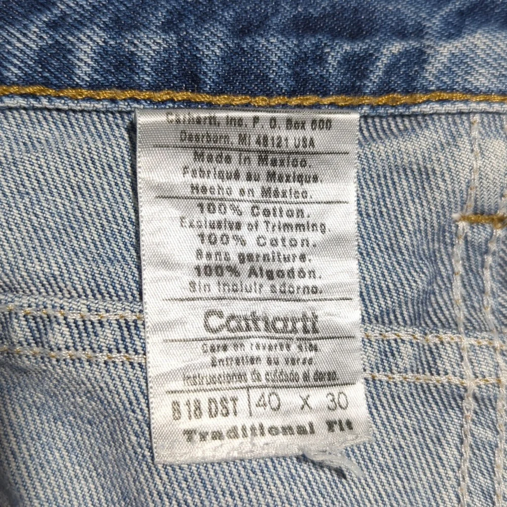 Carhartt Traditional Fit Tapered Straight Leg Mens Jeans Size 40 Leather Logo - Picture 7 of 7